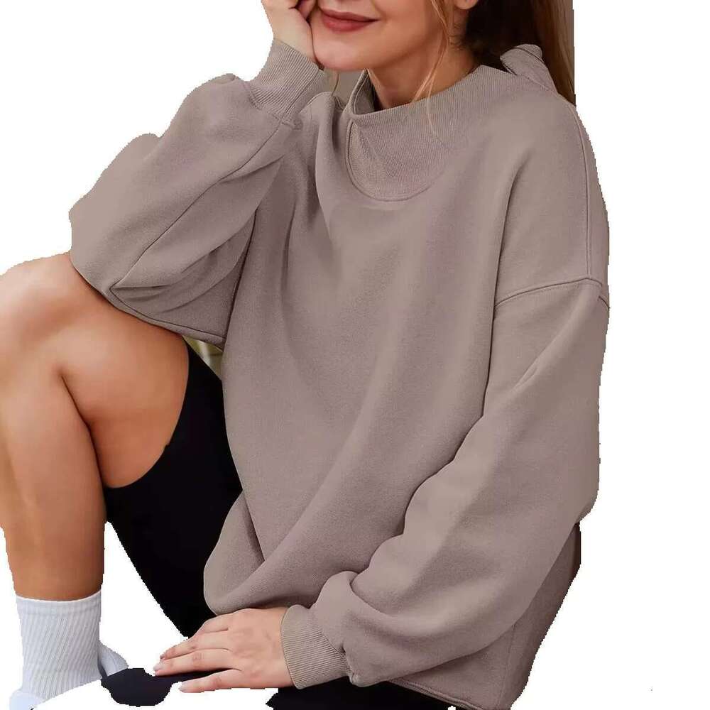 European American Women's Casual Hoodie Long Sleeved High Neck Pullover Sweatshirt With Quick Dry & Lightweight Feature Top