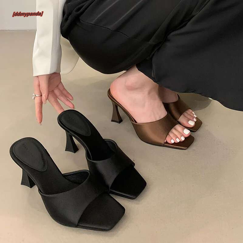 2025 New Female Slip On Footwear Square Toe Ladies Pumps Casual Fashion Silk Women High Heels Shoes #ddmypanda