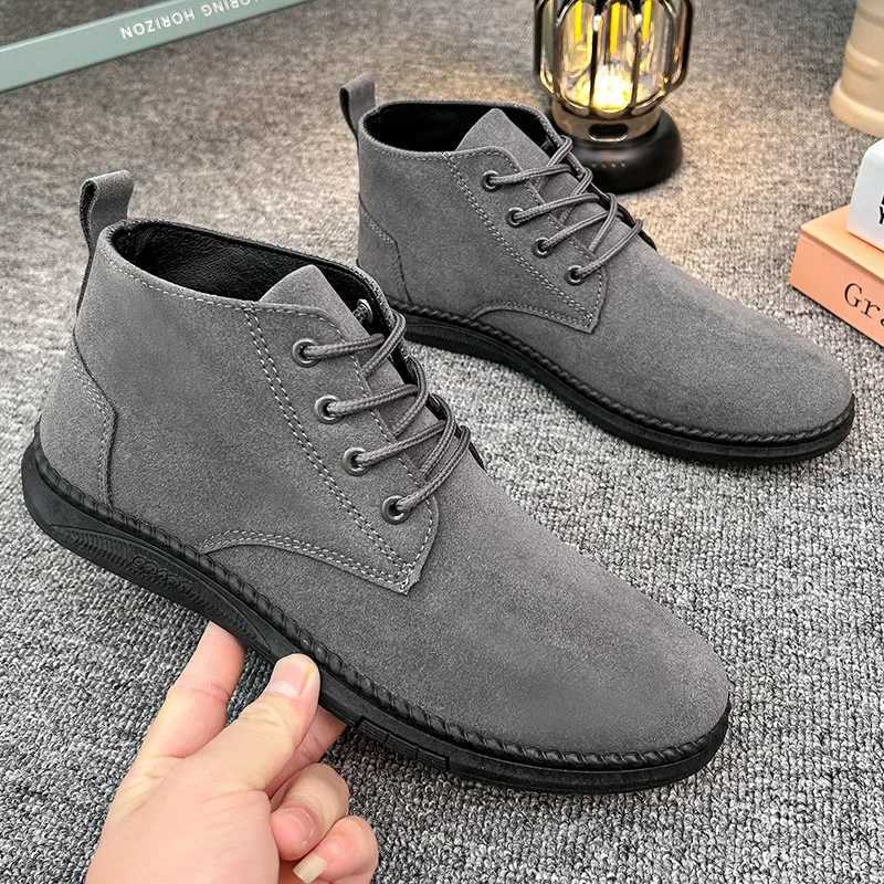 Mens shoes luxury suede mens Chelsea boots 2024 new comfortable lace ankle boots outdoor casual high-quality mens boots Z250303