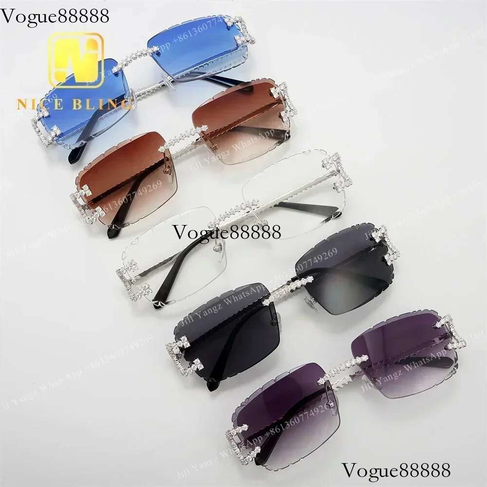 REAL HAND SET Jewelry s Moissanite pass dia tester Rimless men iced out sunglasses Custom Accepted