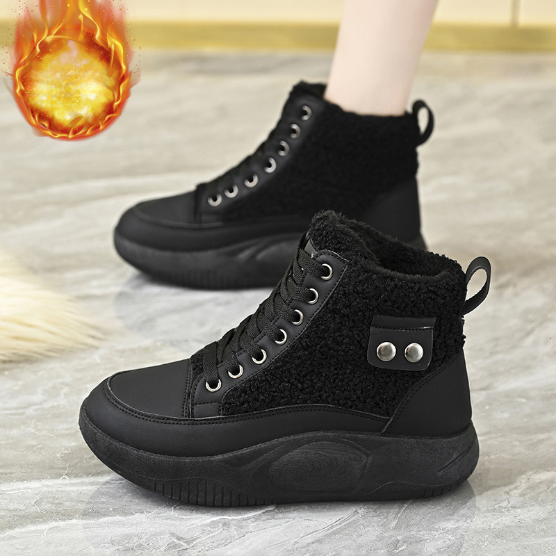 Velvet High Top Designer s New White Hairy Women s 2025 Winter Warm And Casual Height Increasing Cotton Shoes With Added Velvet