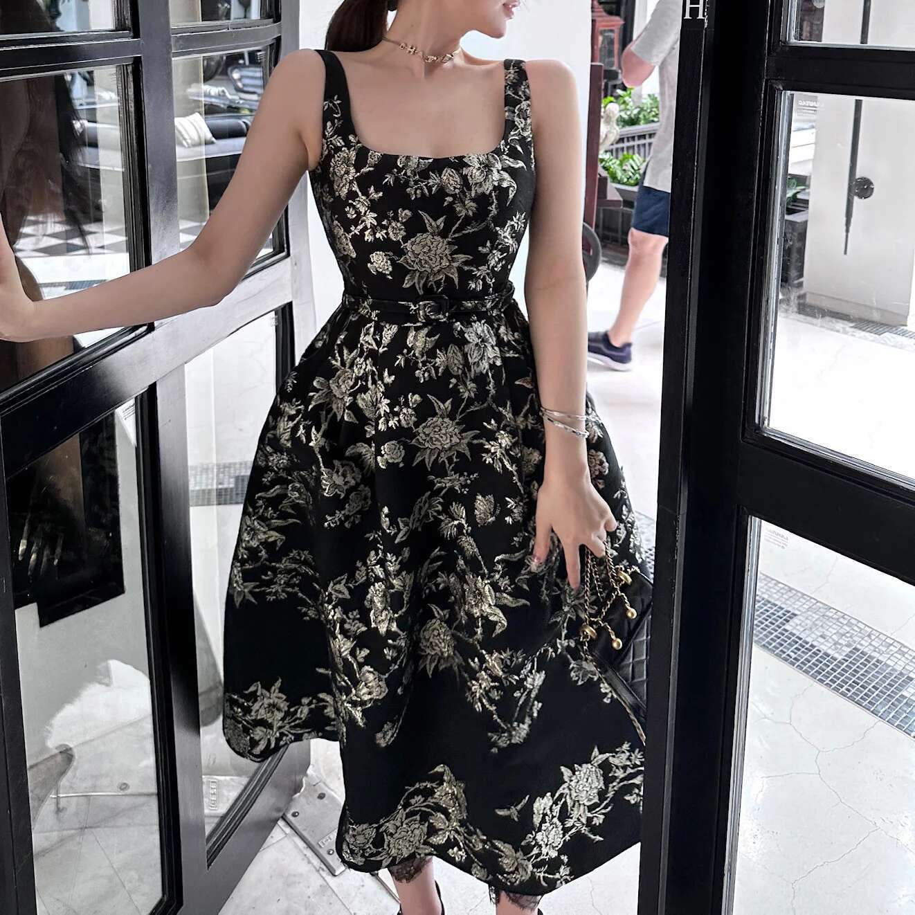 JAMERARY Embroidery Jacquard Long Dress Women Summer Autumn Straps Ral Sundress A E Midi Party Dresses Female Evening Prom