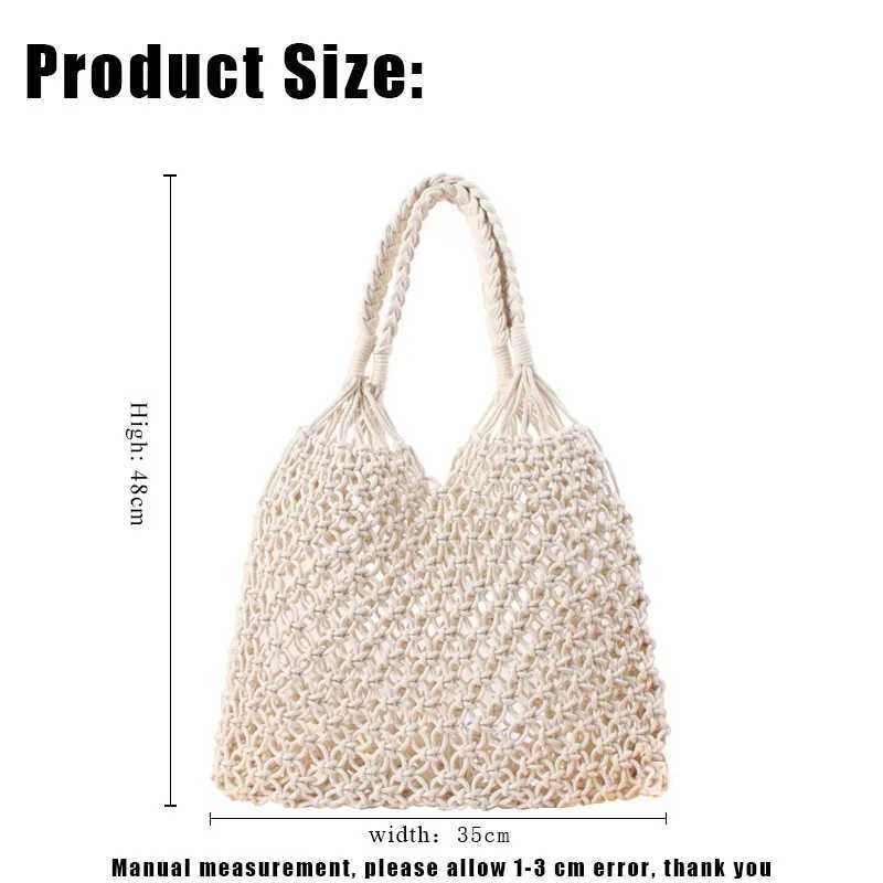 New Arrival YoReAi cotton rope hollow straw bag transparent Macrame handbag Bohemian ultra light shoulder bag mesh bag retro fashion handbag T250303