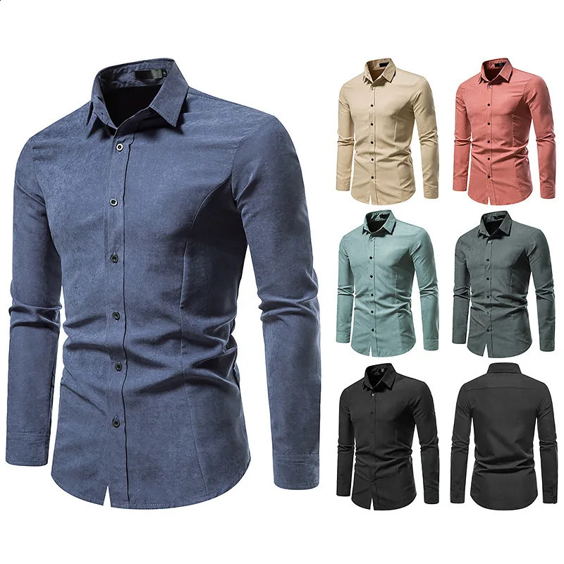 Mens hollow long sleeved fashionable button top solid color retro casual button top 250224