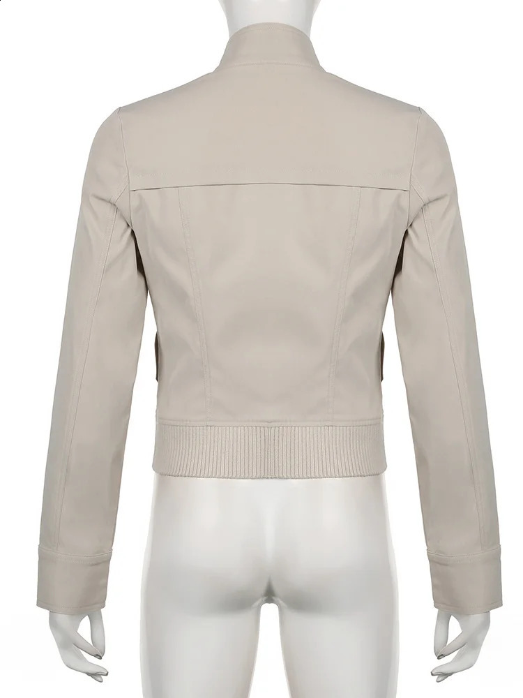 Cuteandpsycho Vintage Zip Up Chic Jackets Autumn Streetwear Pockets Harajuku Solid Coats Casual 2000s Basic Y2K Aesthetic Cloth 250228