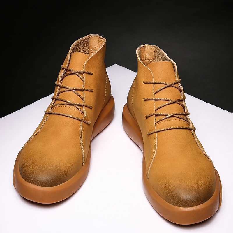 Winter Mens Luxury Brand Ankle Boot Outdoor Soft Sold Hiking Shoes Desert Boots Plush Lace Up Leather Fashionable Denim Boots Z250303