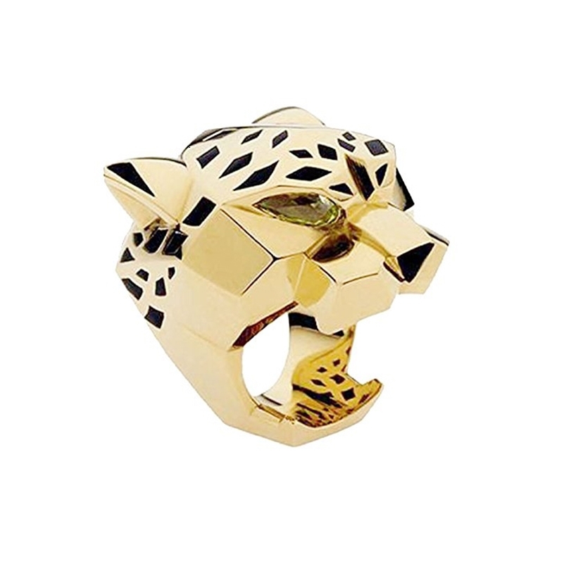 Fashion Jewelry Quality Leopard head Cocktail Statement Ring Green Zircon Eyes For Women Gift 250228