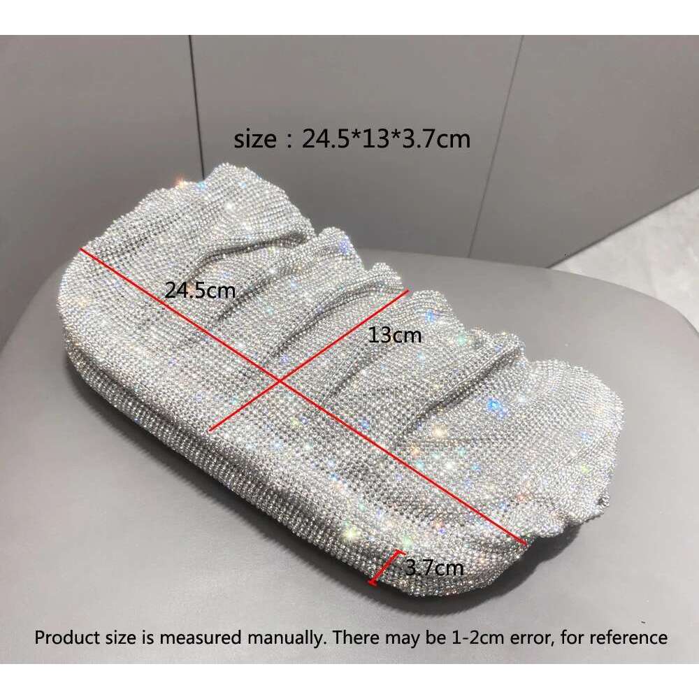 Women's Bags Shiny Rhies Handmade Evening Clutch Bags New Folds Purses and Handbags Designer Wedding Party High Quality