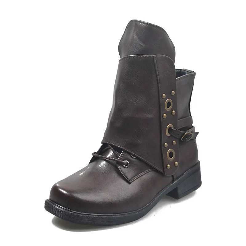 Womens Ankle Boots Women Female Autumn and Winter Low Heels Ladies PU Leather Shoes Vintage Zip Boots Drop Shipping 2024 Z250303