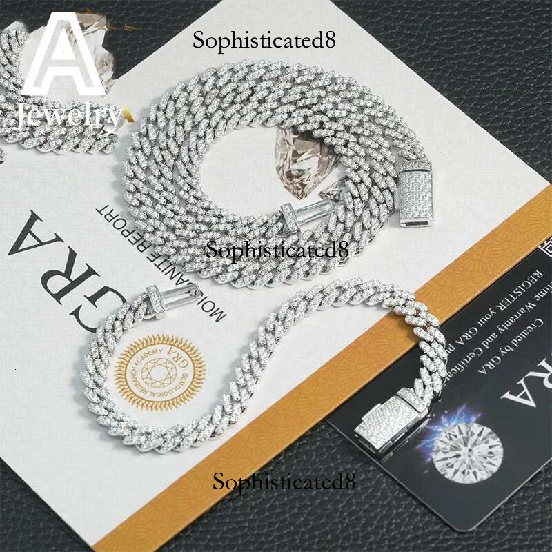 6mm Dia Iced Out Cuban k Chain Sterg Sier Moissanite Hip Hop Jewelry Necklace Bracelet