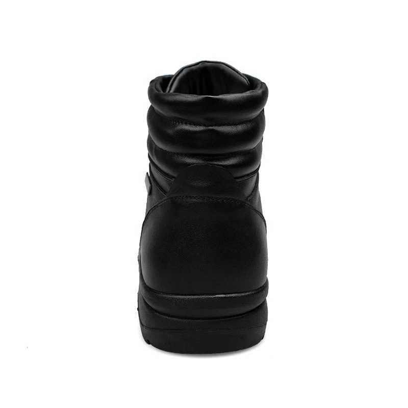 Winter Men Ankle Genuine Leather Boots Black Plush Warm Outdoor Shoes For Big Foot Plus Size 49 50 51 52 53 54 Z250303
