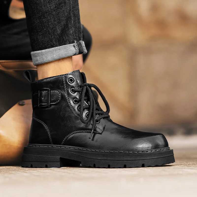 Mens leather waterproof lace Chukka ankle boots Oxford dress boots casual business work mens daily shoes Z250303