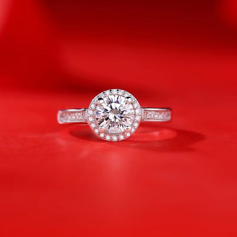 DE Quality Brilliant Moissanite Wedding Size CZ Engagement Suitable for Women oll Sizes S Pure Sier Ring