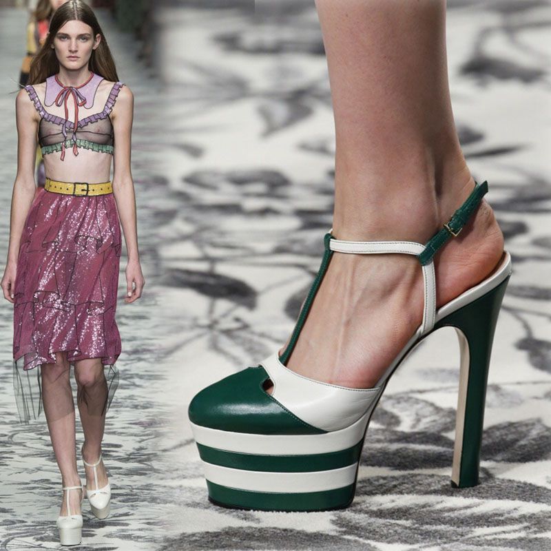 Hateful Heavenly Headed Thick Sole Ultra High Heel Waterproof Platform Sandals Show Color Block Large Rivet Sexy Banquet Shoes