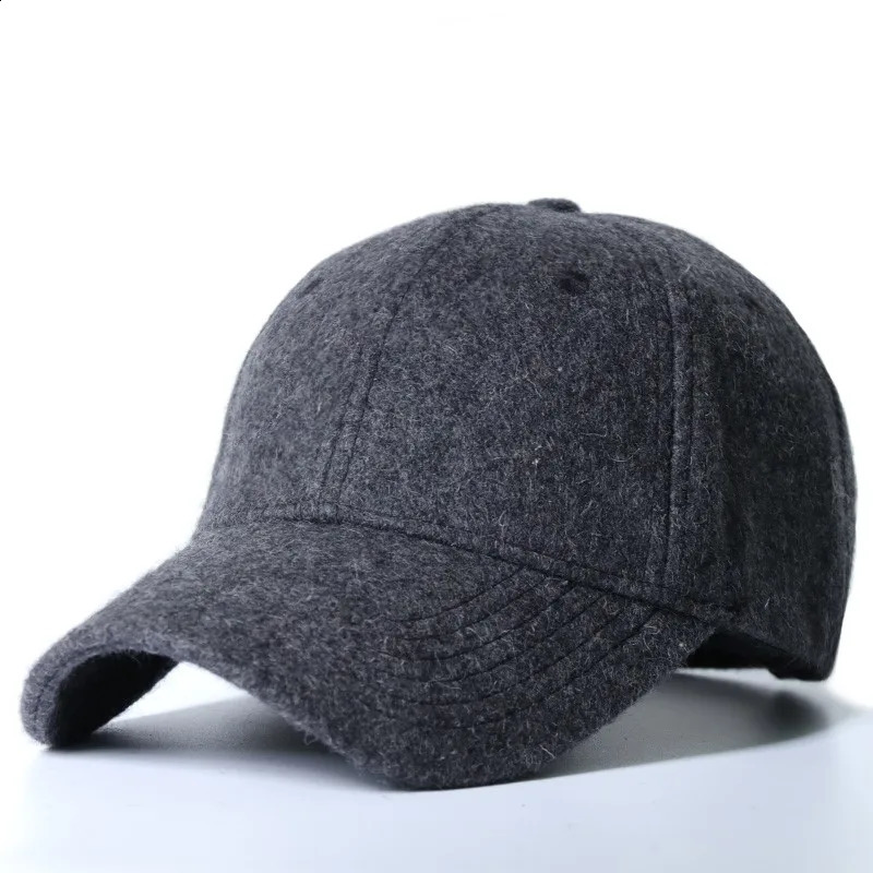 Baseball Cap for Men Winter Wool Hat Keep Warm Big Head Circumference Thickened Solid Color Trucker Cap Dad Hat High Quality 250228