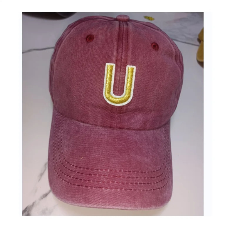 1pcs Customized Letter Baseball Caps Your AZ Gold Font Name Personalized Four Seasons Cotton Washed Cloth Durable 250228