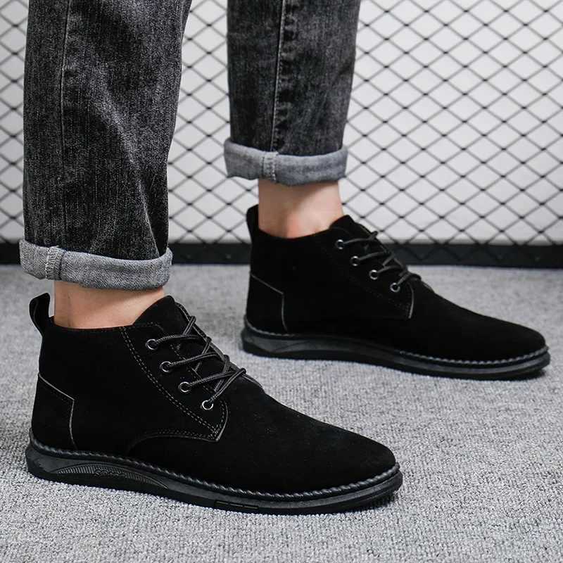 Mens shoes luxury suede mens Chelsea boots 2024 new comfortable lace ankle boots outdoor casual high-quality mens boots Z250303