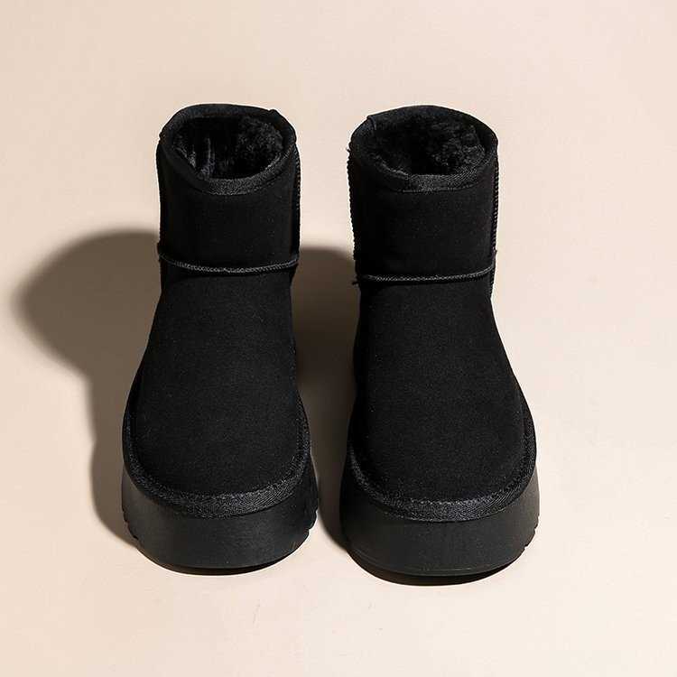 Snow for women thick soled outer shoes winter new styles fur round toe sponge sole with plush short boots 250309