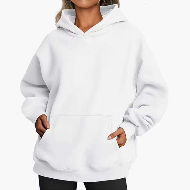 European American Women's Autumn And Winter New Style Solid Color Hoodie Loose Hooded Long Sleeved Sweatshirt OEM