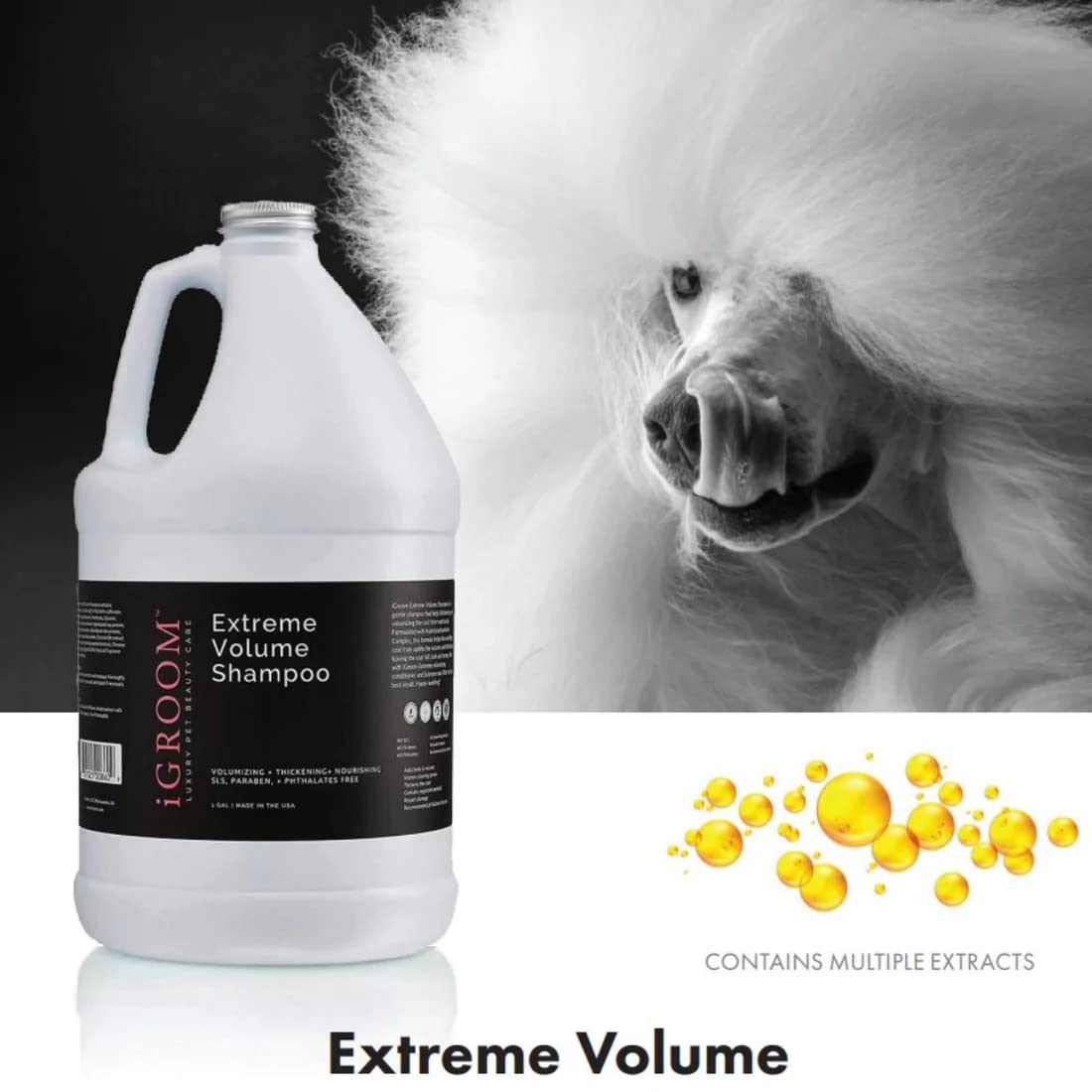 iGroom Extreme Volume Dog Shampoo, Luxury Pet Beauty Care, Adds Body and Volume, Repairs Damage, Made in USA, 16 oz