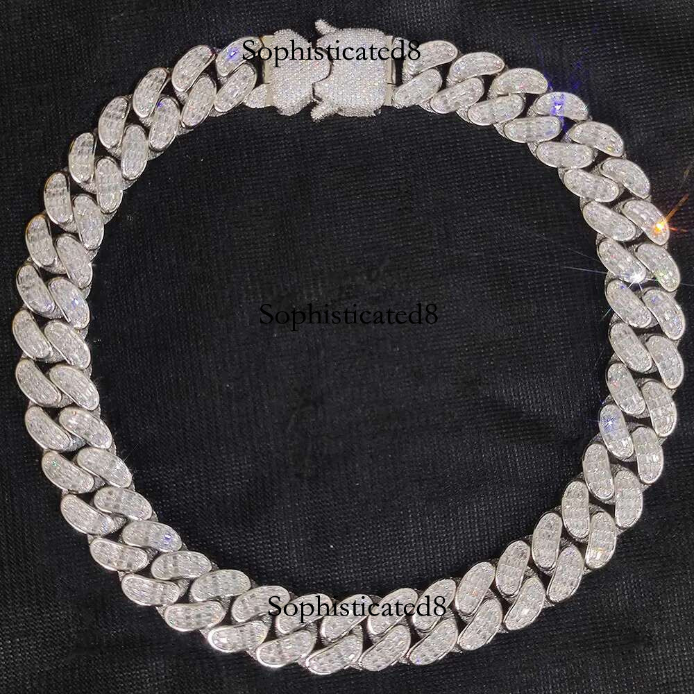 Hip Hop Jewelry New Arrivial 18mm 3 Rows Necklace Iced Out Rectangle Cz Prong Choker Thick Cuban k Chain For Men