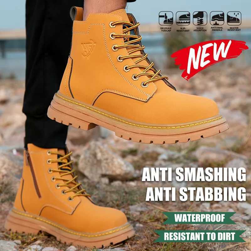 New boots safety shoes mens workwear boots anti shatter and anti stab breathable and wear-resistant protective shoes Z250303
