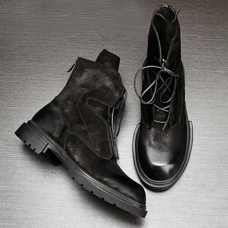 Cow Suede Mens Ankle Boots Handmade Quality Luxury Genuine Leather 2024 British Designer Casual Business Social Shoes Man Z250303