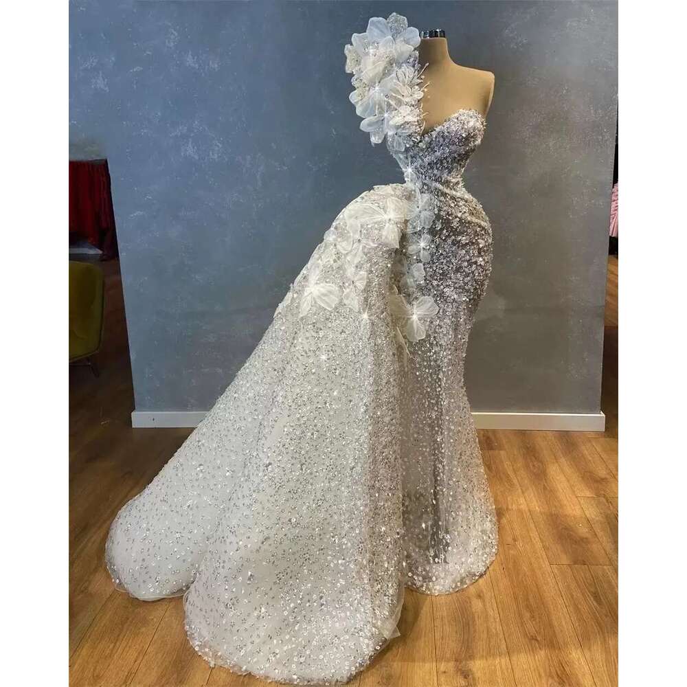 Exquisite Illusion Wedding Mermaid Dresses Shiny Beading Crystal Bridal Gown Wer Applique Dubai Dress Vestido De Novia Dr0318