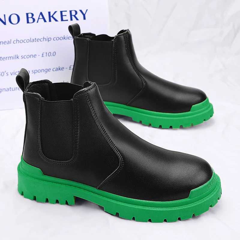 Mens Biker Boot Mens Boots Street Water Proof Casual Leather Shoes Trendy All-match Platform Anti-slip British Explosive Style Z250303
