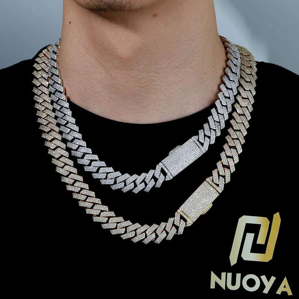 Hip Hop Jewelry Iced Out 5A CZ Dia 16MM 3 Rows Prong Setting Cuban k Chain Long Buckle Necklace Men