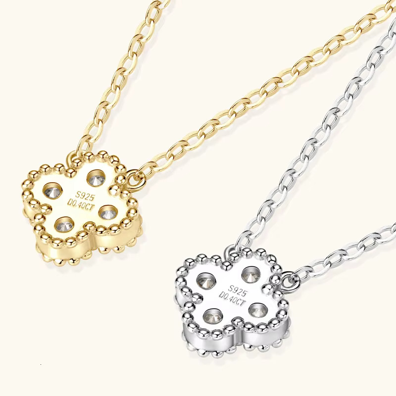High Quality Sterg Sier VVS D Mossanite Jewelry Round 3mm 0.10ct Moissanite Four-leaf Clover Pendant Necklace for Women