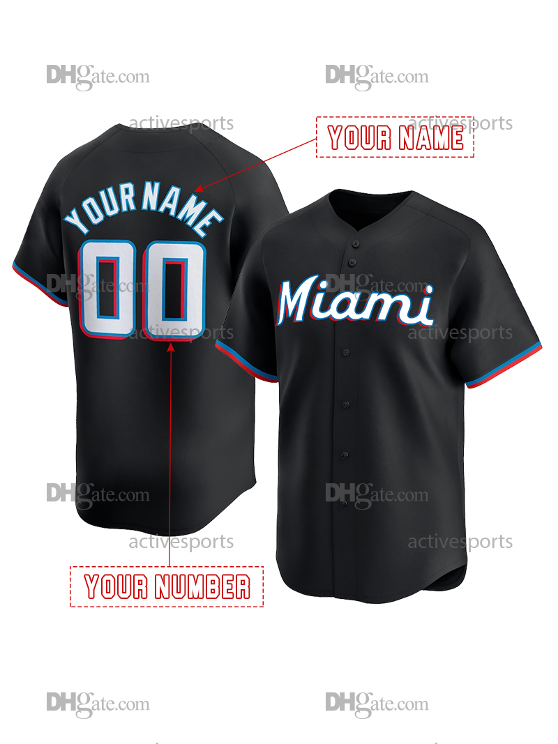 Custom 9 Xavier Edwards Baseball Jersey Kyle Stowers Otto Lopez Griffin Conine Jonah Bride Sandy Alcantara Nick Fortes Dawson Bad Bunny Stitched Numbe