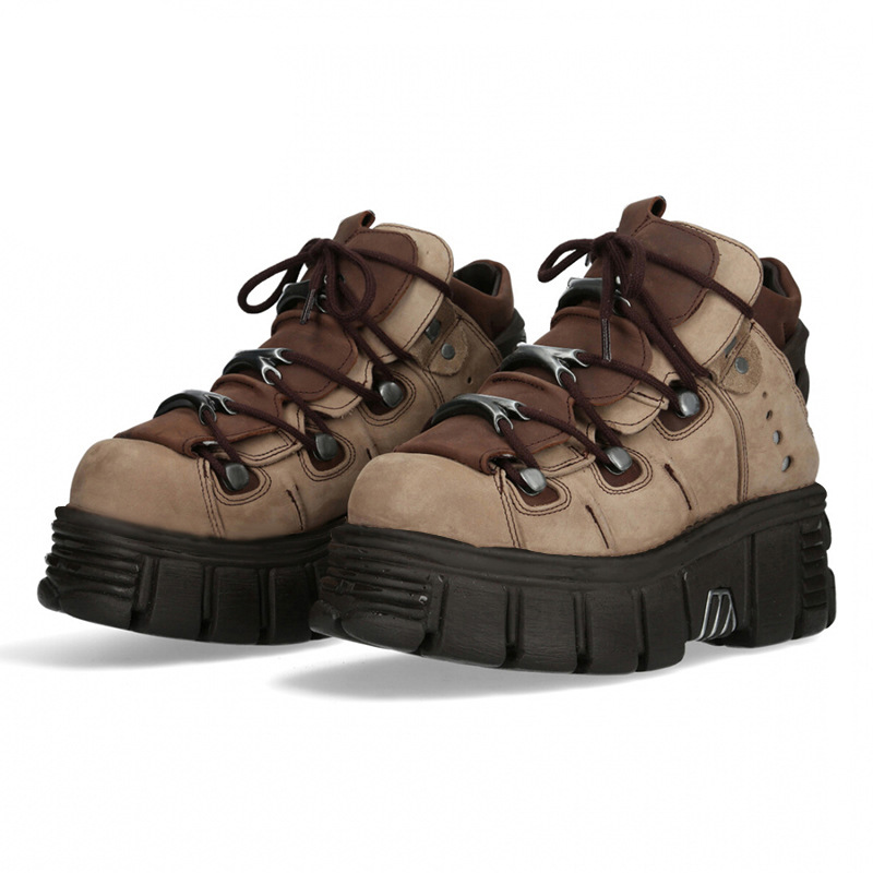 Classic Vintage Stylish Fashion Punk Style Man Women Lace-up 5CM Platform Shoes Woman Creepers Female Casual Flats Dark Metal Decor Tenis Feminino