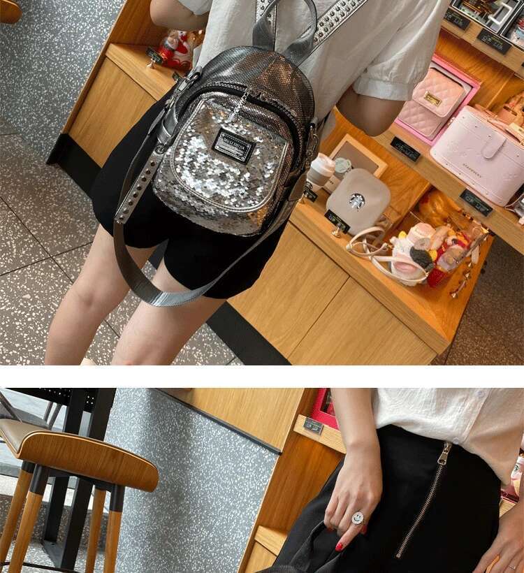 Women's Bags Ita Pack Sequines Women's Rivet Designer Mini Backpack Women Shoulder Bolsos Travel School Bag Mochila