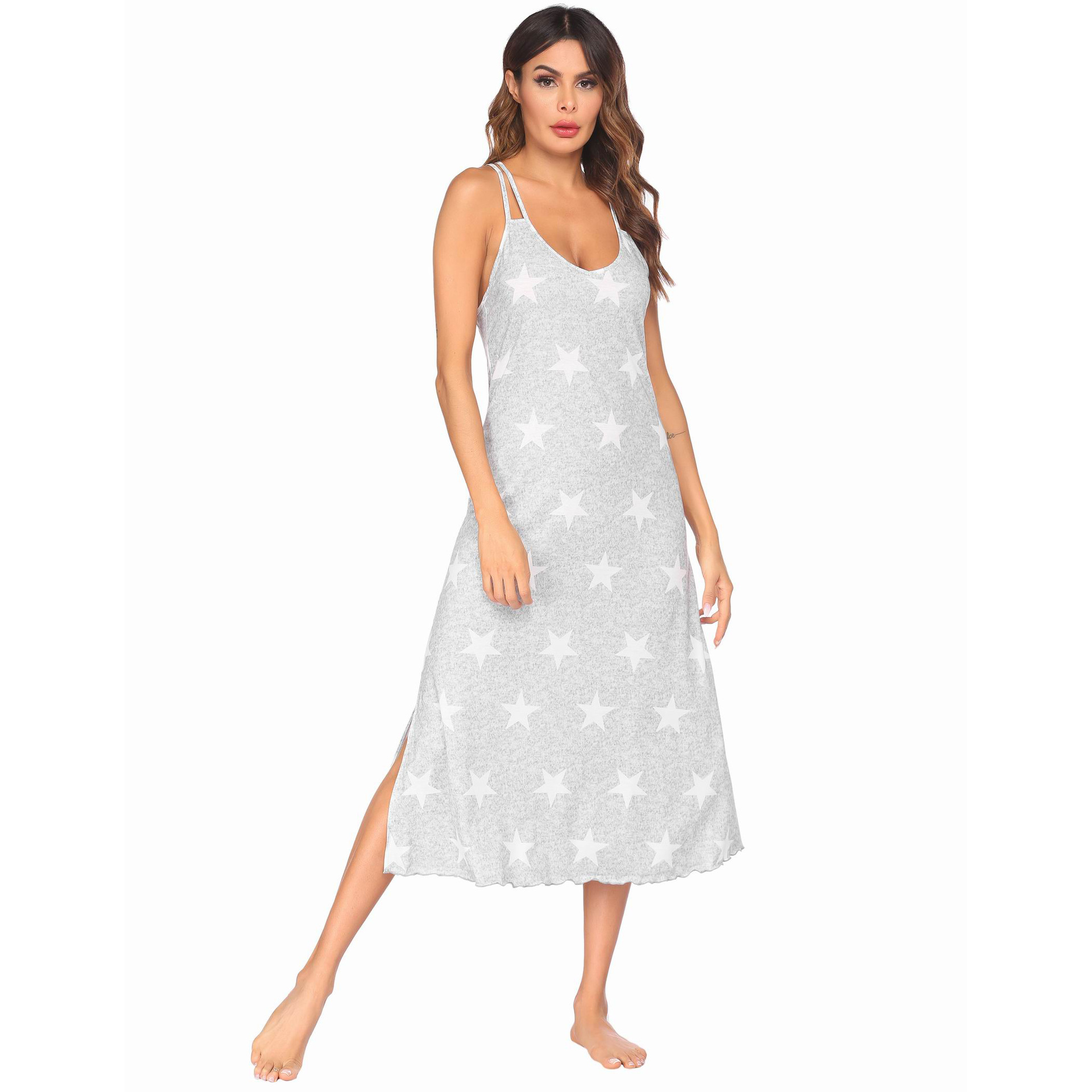 B894-Women's crepe cotton yarn short-sleeved shorts three-piece set spring, summer and autumn thin cross-border cotton pajamas home clothes