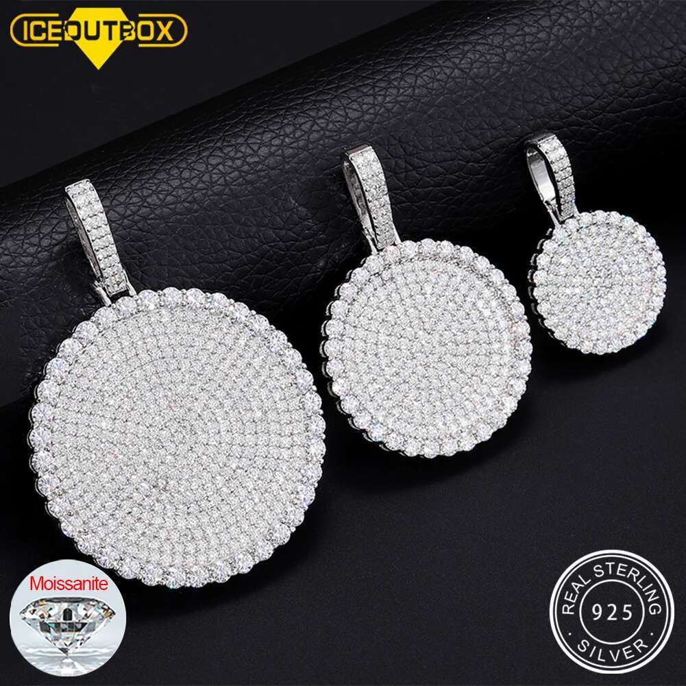 20/30/40mm Round D Color VVS Moissanite Pendant Sterg Sier Necklaces Iced Out Shining Passed Dia Test Wholesale