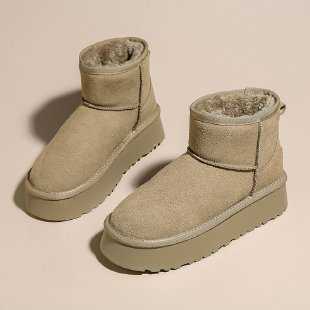 Snow for women thick soled outer shoes winter new styles fur round toe sponge sole with plush short boots 250309
