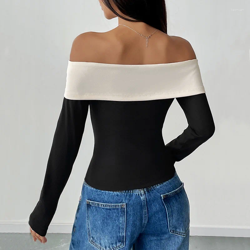 Women's T Shirts Off-Shoulder One-Shoulder Neck Bow T-Shirt 2025 European And American Top For Women