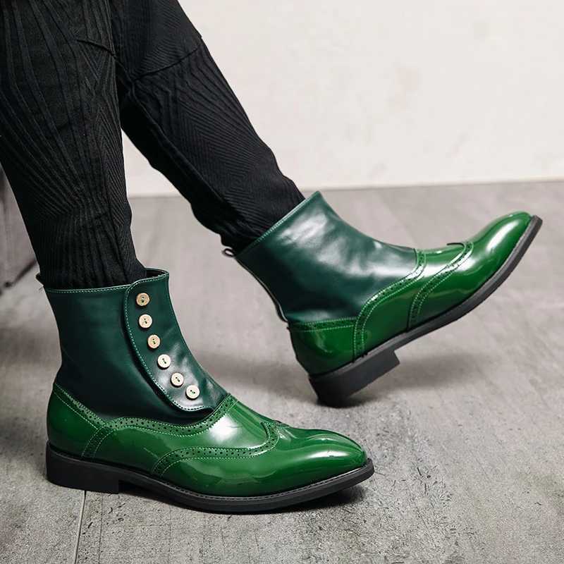 Luxury Chelsea boots genuine leather mens ankle boots high-end slip buckle straps wingtips brown black shoes basic mens boots Z250303