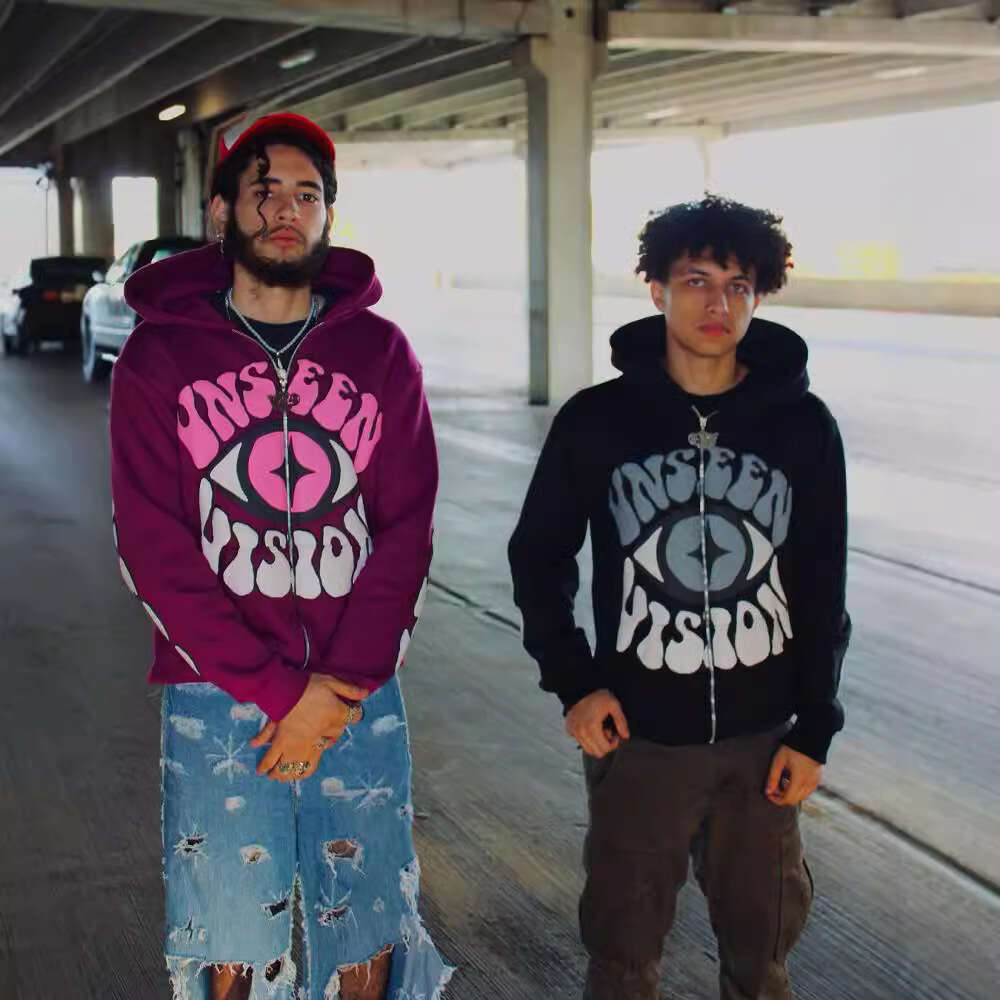 new street hip-hop foam letter printed cardigan zipper youth casual hoodie trend