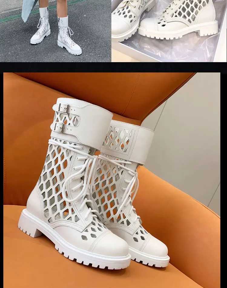 Boots Versatile White Medium Boots Womens Single Boots Breathable Short Boots Z250303