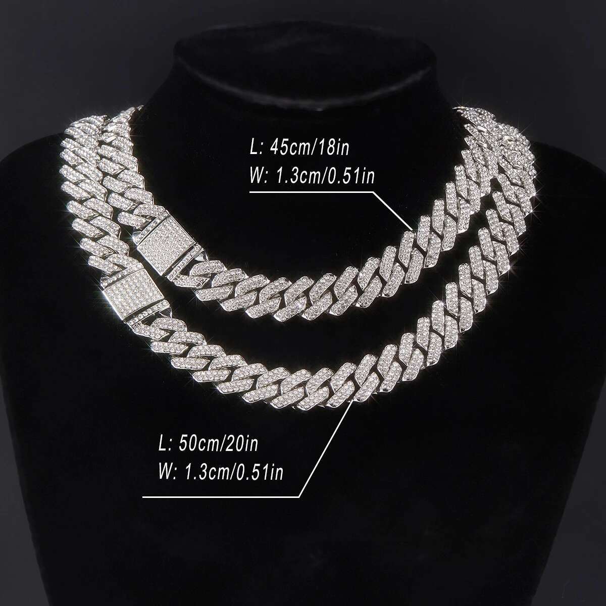 Purple Color Iced Out Cuban k chain for Teen Men and Women, 13MM Hip hop Classic Necklace Nightclub Rock Party Accessory