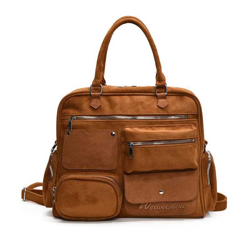 Brand Designer Faux Suede Womens backpack Retro Zipper Bucket School Bag Travel Bag 2024 Winter New Trending Y250303