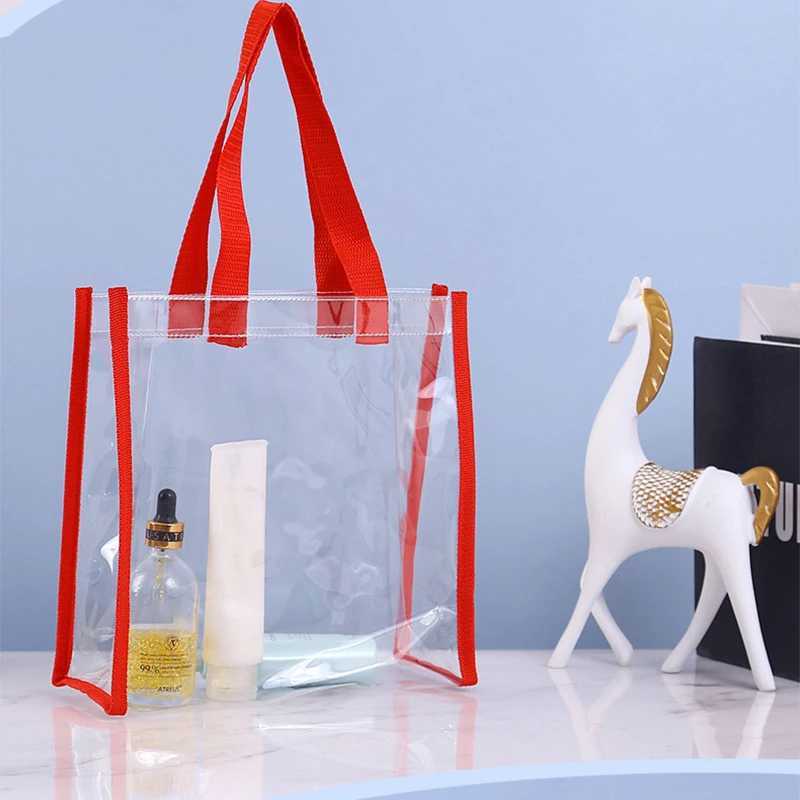 New Arrival Womens Lightweight Handle Waterproof Transparent Shopping Bag Shoulder Carrying Handbag T250303