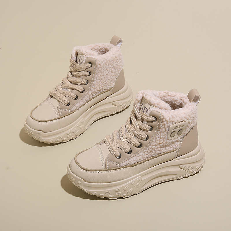 2025 Designer s New Winter Plush High Top Fashionable Women s Height Increasing Thick Soled Sports Warm And Casual Non Slip Short Boots