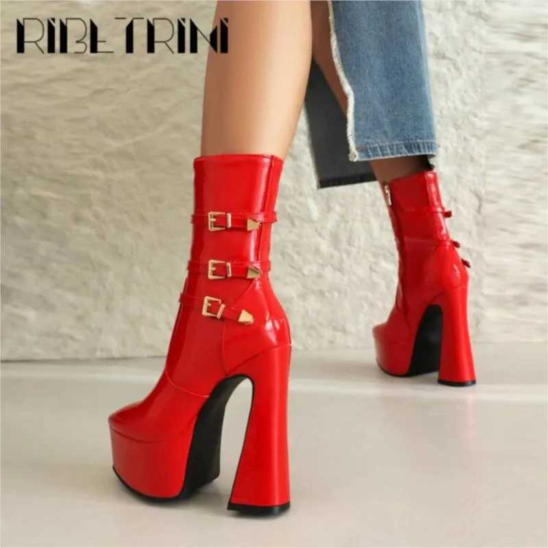 High heeled womens combat boots bulky toe ankle Platfom shoes trend luxury fashion cool elegant design womens boots Z250303