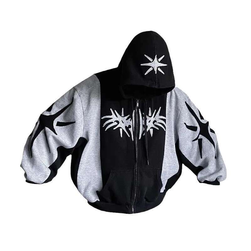 Y2K new patchwork men's and women's street loose trend hoodie