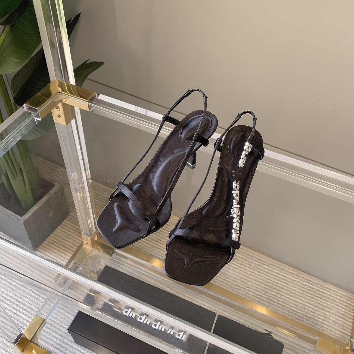 High version square letter rhinestone heels women, slim high mid heels, open toed fashion sandals, versatile for women