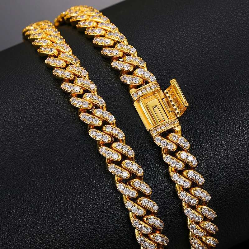 Drop Shipping 8mm Sterg Sier Moissanite k Necklace Cadenas Cubanas Cuban Chain