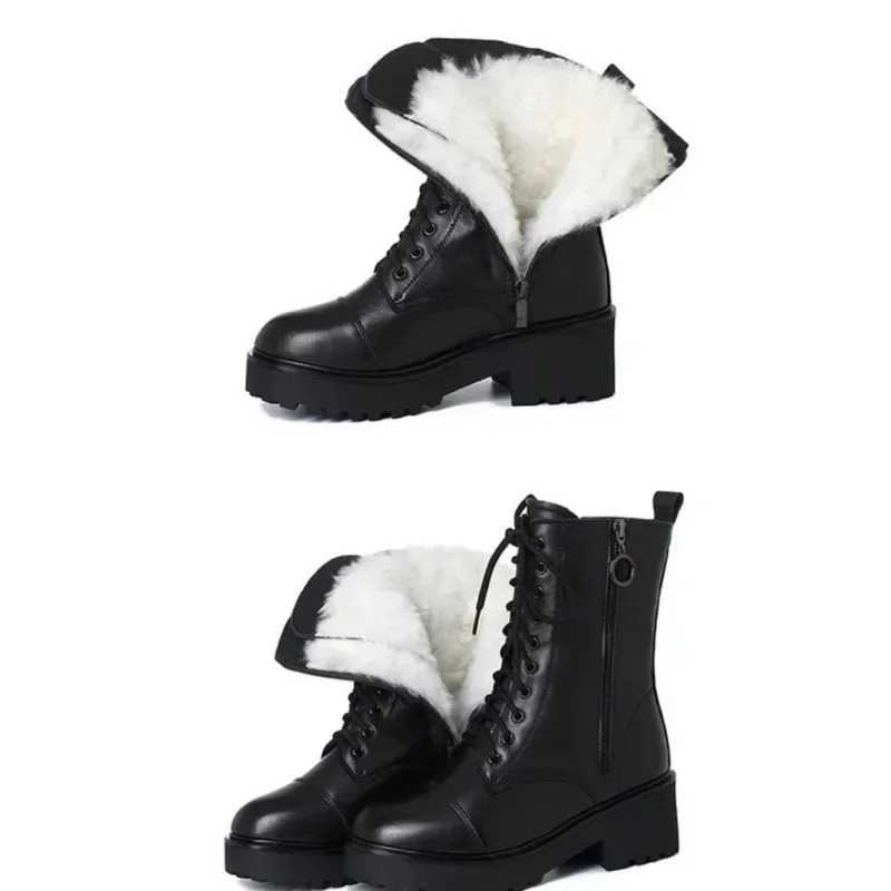 Boots 2023 Winter New Plush and Thick Cotton Boots Black Outdoor Motorcycle Boots Women Boots Z250303